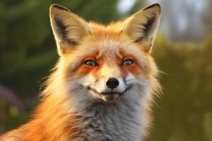 close up portrait of a curious red fox photo