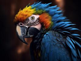 Vibrant parrot with colorful feathers photo