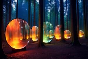 Glowing Spheres in Enchanted Forest photo