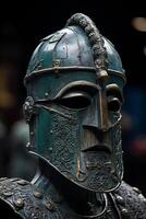 Ornate ancient warrior helmet photo