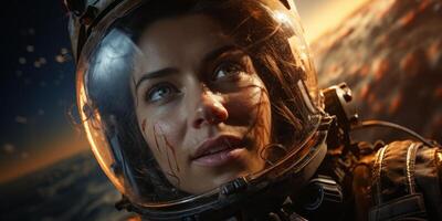 Determined astronaut exploring the unknown photo