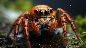 Closeup of an orange jumping spider photo