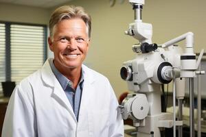 smiling doctor in medical office photo