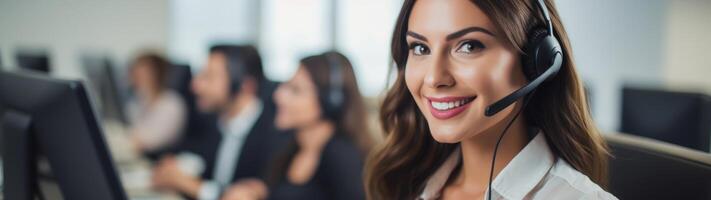 smiling customer service representative with headset photo
