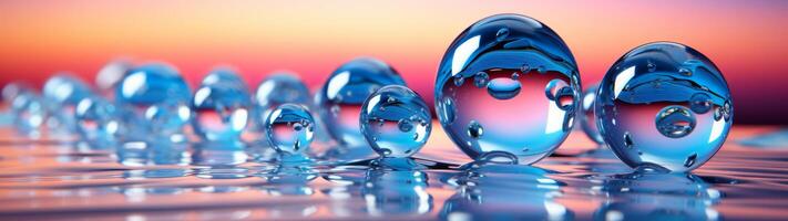 Colorful water droplets on a reflective surface photo