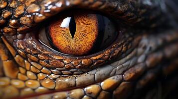Closeup of a reptiles eye with intricate patterns photo
