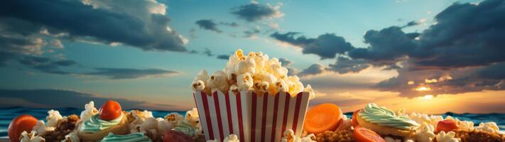 Sunset movie night at the beach photo