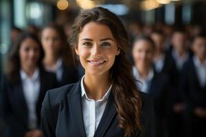 Confident businesswoman smiling at camera photo