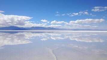 serene reflection of clouds in calm lake photo