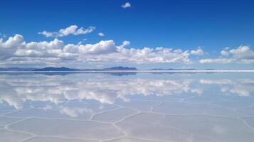 Serene reflection of clouds in a calm lake photo