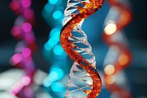 abstract dna helix structure with colorful bokeh lights photo