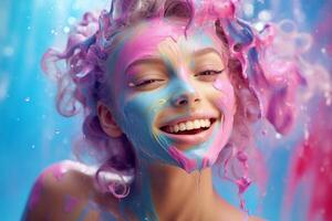 colorful and vibrant portrait of a smiling person photo