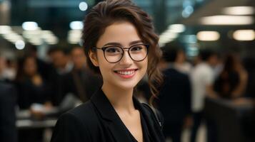 smiling young woman in glasses photo