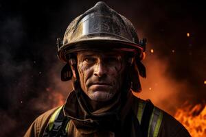 Firefighter in action during emergency response photo