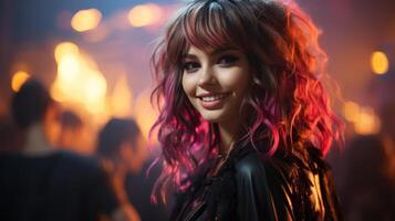 Vibrant and Captivating Portrait of a Smiling Woman photo