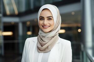 confident young woman in professional attire photo