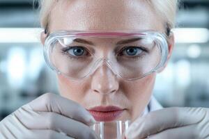 Female scientist conducting research in a laboratory photo