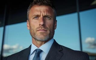 A man in a suit and tie looking at the camera photo