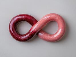 Abstract infinity symbol made of red and pink resin photo