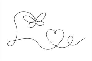 One continuous line drawing of Butterfly linear style Hand drawn minimalism design vector