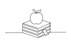 Continuous single line drawing of Apple linear style Hand drawn minimalism icon vector