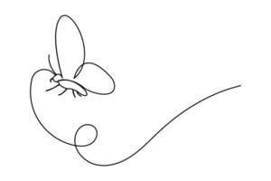 Continuous one line art drawing of outline butterfly minimalist design vector