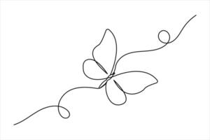 Simple illustration of Butterfly continuous one line art design vector