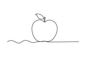 Apple continuous single line drawing of fruit outline minimalist style vector