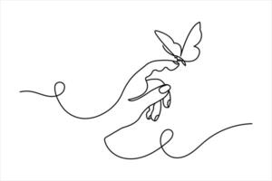 Butterfly continuous one line drawing of isolated outline design vector