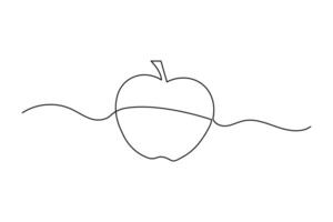 Continuous sigle line drawing of apple fruit art design vector