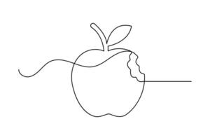 Simple illustration of Apple fruit continuous one line art vector