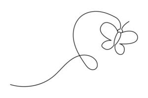 Continuous one line art drawing of Butterfly icon vector
