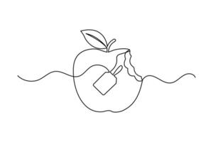 illustration continuous Apple single line art drawing vector