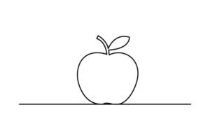 Continuous sigle line drawing of apple fruit outline art design vector
