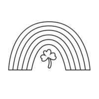 This image features an outlined rainbow with a shamrock at the center. It represents minimalistic Irish symbolism and is perfect for creativity or culture. This image has a transparent background. png