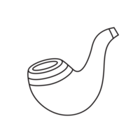 A transparent background illustration of tobacco smoking Vintage Pipe, outlined in black, featuring a clover symbol. It's a minimalistic design tied to luck and Irish traditions. png