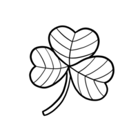 Illustration of a Samlock leaf outline with 3 leaves, a symbol of St. Patrick's Day. The illustration has a simple white background and is cut with black lines. png