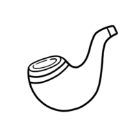 Illustration of the outline of an ancient smoking device, with a white background and black lines. png