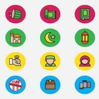 set of icon ramadan with color good for for element design, moslem icon, ui design, web design, etc vector