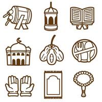 set of ramadan with outline style good for, element design, icon, print design, etc vector