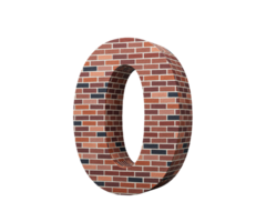 Bricks Wall Number Zero 0 Digit Made Of Colored Wall Of Bricks On Background 3D Illustration png