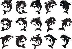 Whale, collections of whale silhouette art illustration vector