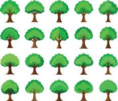 Tree, collections of vibrant leafy tree art illustration vector