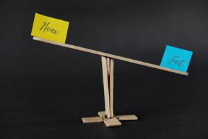 concept of duality using sticky notes with the antonym words Hoax - Fact made by hand on a dark background photo