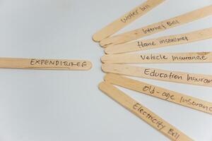 handwriting messages on ice cream sticks in close-up as a concept for building self-esteem photo