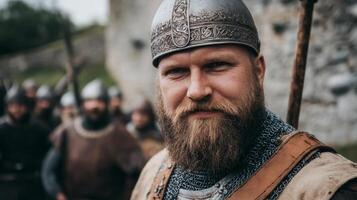 Medieval Warrior in Armor - Historical Re-enactment photo