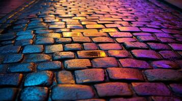 Enthralling Cobblestone Pathway at Night photo
