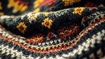 Intricate Knitted Pattern with Vibrant Embroidery photo
