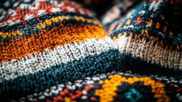 Close-up Knitted Texture with Vibrant Pattern photo