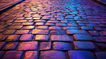 Enchanted Cobblestone Street at Night photo